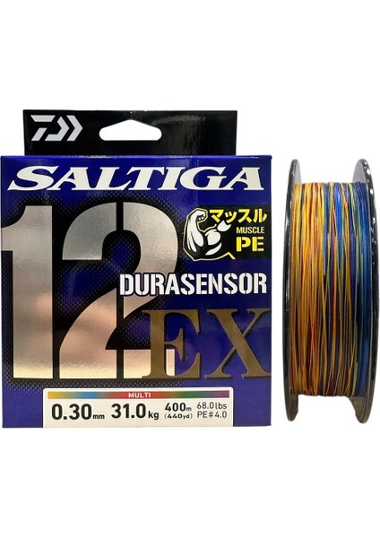 Saltiga Dura 12 Braid 4.0pe 0.30MM 400M Multi Color Ip Misina