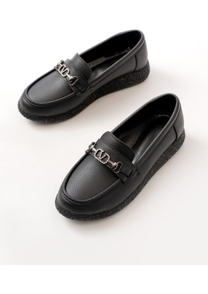 Bayan BABETİNF-150-01 Siyah Taş Aksesuarlı Günlük Kadın Ayakkabı