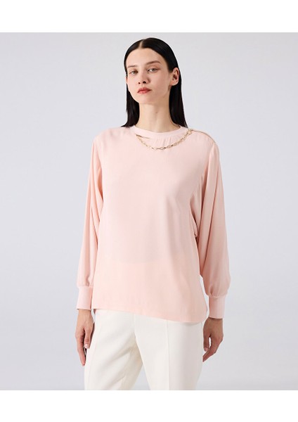 Zincir Aksesuarlı Krep Bluz MW6240006007039