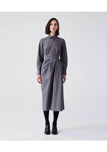 Metal Düğmeli Drapeli Elbise MW6240002091036 modelleri