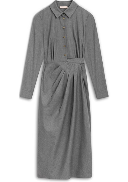 Metal Düğmeli Drapeli Elbise MW6240002091036 indirimleri