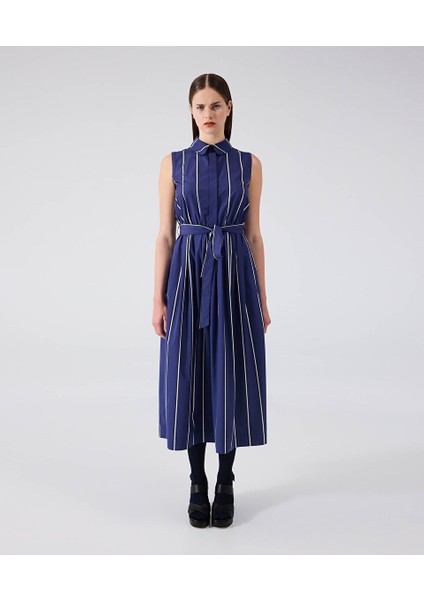 Çizgi Desen Poplin Elbise MW6240002031015