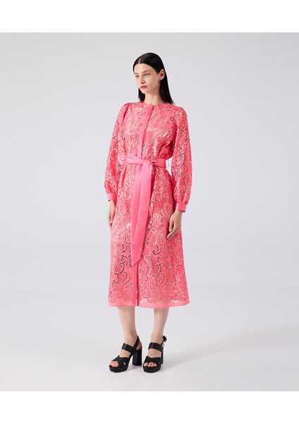 Payet Işlemeli Kuşaklı Elbise MW6240002040108