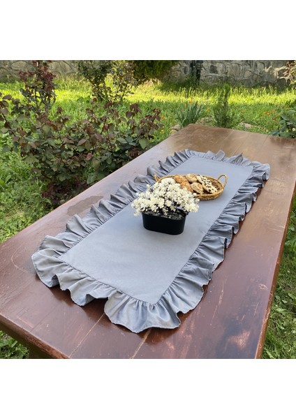 Fırfırlı Pamuk Polyester Runner 40X110 cm