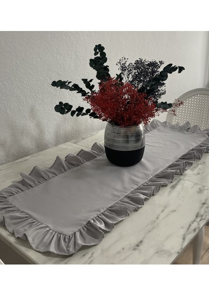 Fırfırlı Pamuk Polyester Runner 40X110 cm