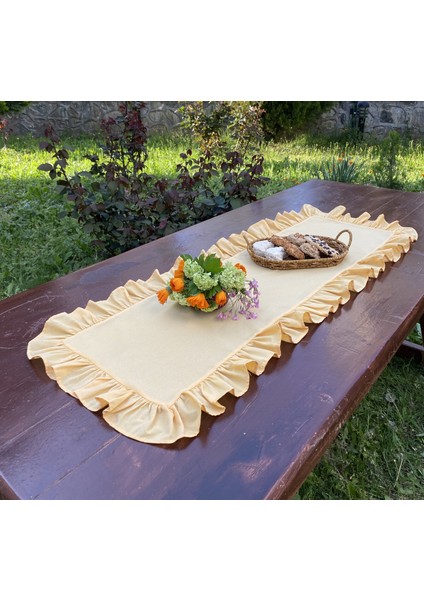 Fırfırlı Pamuk Polyester Runner 40X110 cm