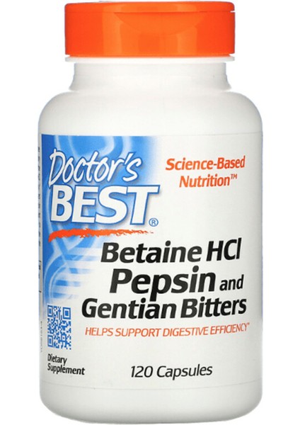 Doctor's Best Betaine Hcl Pepsin & Gentian Bitters 120 Capsules.abd Menşei. 3840