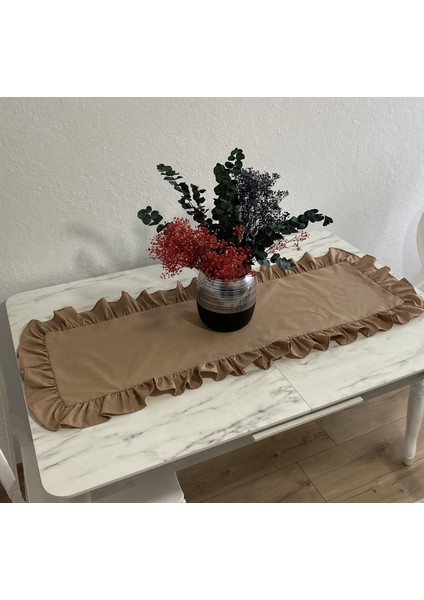 Fırfırlı Pamuk Polyester Runner 40X110 cm