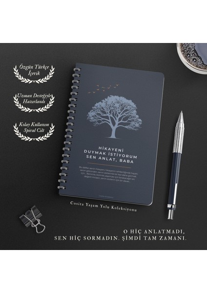 Babalar İçin Hediye Etkileşimli Anı Defteri Duygusal Miras Kitabı Hikayeni Duymak İstiyorum Sen Anlat Baba Özgün Türkçe İçerik Hediye Aile Baba