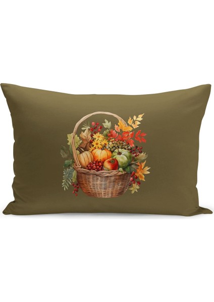 Sonbahar Serisi 30X50 cm Çift Tarafı Dijital Baskılı Kırlent Kılıfı (Halloween Autumn)