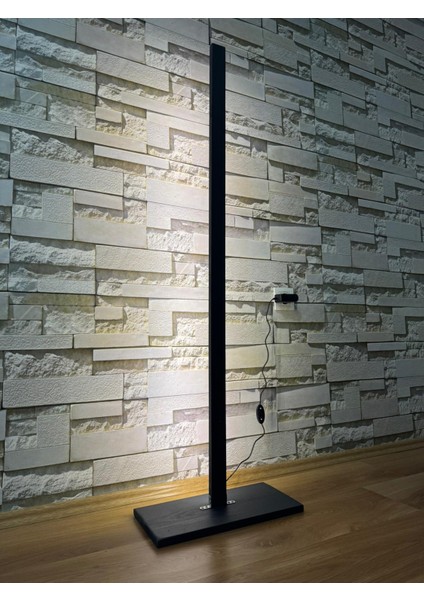 MODERN Minimal Antrasit Gri Ahşap Gövdeli Ahşap Ayaklı Beyaz LED Zemin Lambası-Modern Beyaz LED Çıta-Modern Dekoratif Işık-Sıcak Beyaz Aydınlatma Ayaklı Gece Lambası Şık ve Dekoratif Aydınlatma modelleri