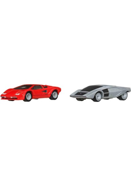 1:64 Hot Wheels Premium Car Culture 2'li Paket Lamborghini Countach LP5000 Qv ve Lancia Stratos Zero modelleri