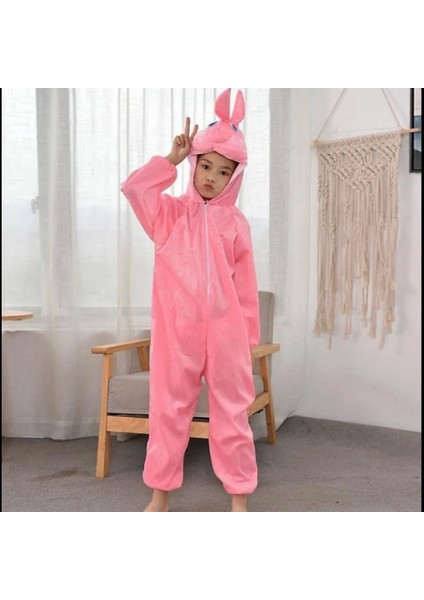 Çocuk Tavşan Kostümü Pembe Renk 4-5 Yaş fırsatları
