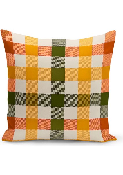 Sonbahar Ekose Serisi Çift Tarafı Baskılı Kırlent Kılıfı (Halloween Autumn)