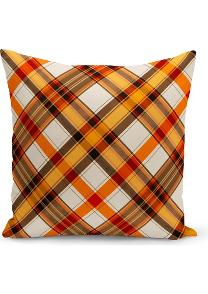 Sonbahar Ekose Serisi Çift Tarafı Baskılı Kırlent Kılıfı (Halloween Autumn)