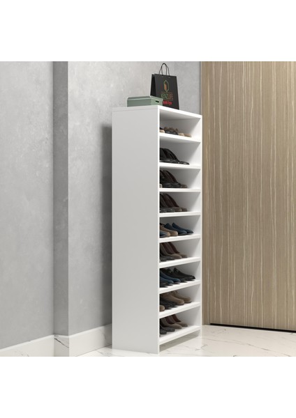 Kenzlife Ayakkabılık Konevi Mat Beyaz Suntalam 140*060*30 Yirmiyedi Çift Ayakkabı Kapasitesi Arkalıksız