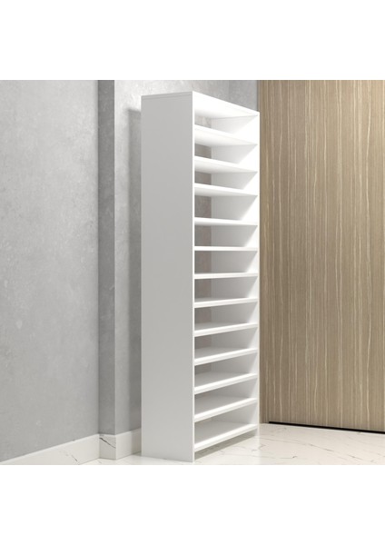 Kenzlife Kapaklı Ayakkabılık Bosnevi Mat Beyaz Suntalam 183*080*30 Kırksekiz Çift Ayakkabı Kapasitesi Arkalıksız modelleri