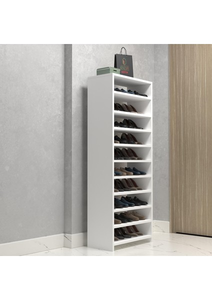 Kenzlife Ayakkabılık Konevi Mat Beyaz Suntalam 155*060*30 Otuz Çift Ayakkabı Kapasitesi Arkalıksız