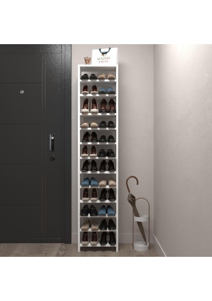 Kenzlife Ayakkabılık Mısri Mat Beyaz Suntalam 183*040*20 Yirmidört Çift Ayakkabı Kapasitesi Arkalıksız