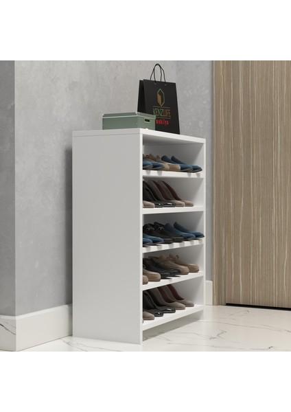 Kenzlife Ayakkabılık Konevi Mat Beyaz Suntalam 080*060*30 Onbeş Çift Ayakkabı Kapasitesi Arkalıksız