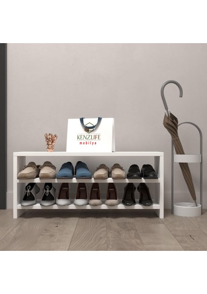 Kenzlife Ayakkabılık Mısri Mat Beyaz Suntalam 035*080*20 Sekiz Çift Ayakkabı Kapasitesi Arkalıksız