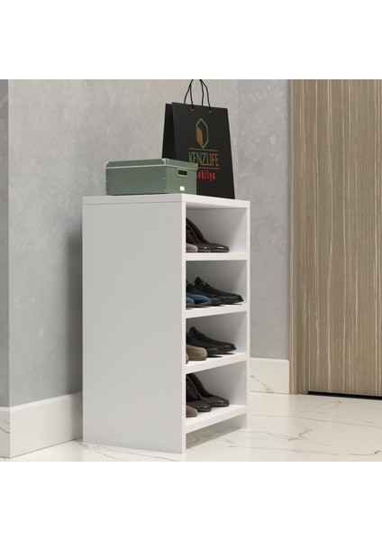 Kenzlife Ayakkabılık Konevi Mat Beyaz Suntalam 065*040*30 Sekiz Çift Ayakkabı Kapasitesi Arkalıksız