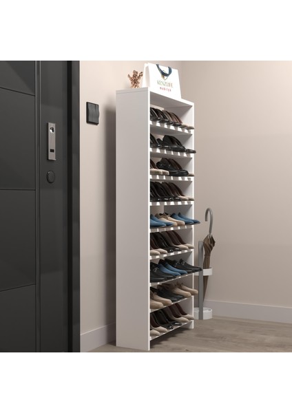 Kenzlife Ayakkabılık Mısri Mat Beyaz Suntalam 140*060*20 Yirmiyedi Çift Ayakkabı Kapasitesi Arkalıksız