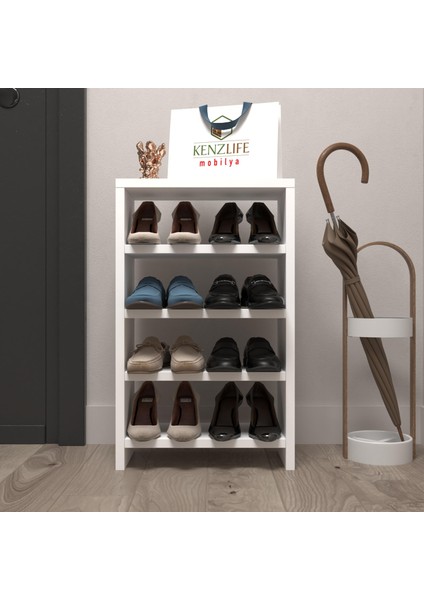 Kenzlife Ayakkabılık Mısri Mat Beyaz Suntalam 065*040*20 Sekiz Çift Ayakkabı Kapasitesi Arkalıksız