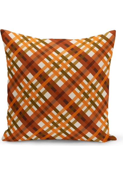 Sonbahar Ekose Serisi Çift Tarafı Baskılı Kırlent Kılıfı (Halloween Autumn)