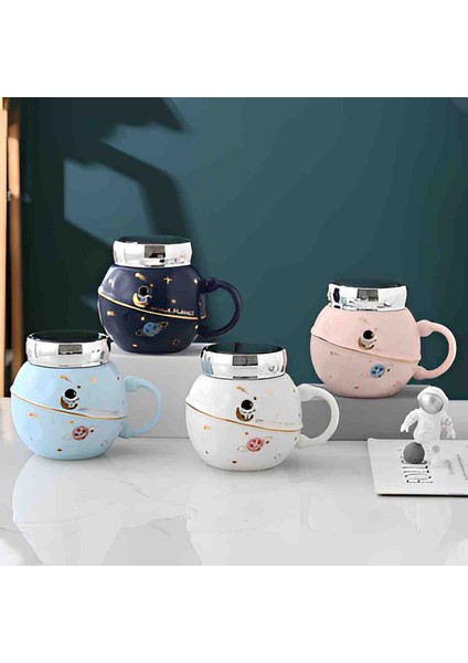 Yaratıcı Astronot Tasarımlı Porselen Kupa Bardak Uzay Temalı Kahve Çay Su Bardağı Hediyelik Dekoratif Masaüstü Kupa