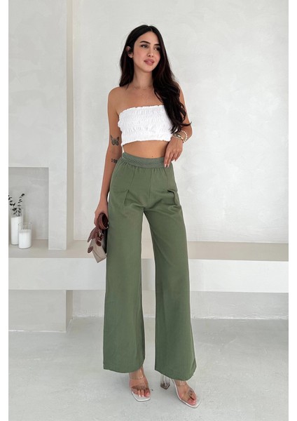 Pamuk Yıkamalı Yağmur Desen Dantelli Pantolon Yeşil fiyatları