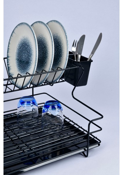 Mini Delux Çift Katlı Ömürlük Paslanmaz Tepsili Kaşıklıklı Siyah Bulaşıklık Bulaşık Sepeti Tabaklık Bulaşık Kurutma Sepeti modelleri