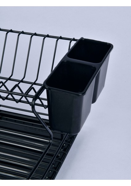 Mini Delux Çift Katlı Ömürlük Paslanmaz Tepsili Kaşıklıklı Siyah Bulaşıklık Bulaşık Sepeti Tabaklık Bulaşık Kurutma Sepeti indirimleri