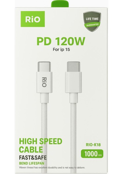 Riotech 120W Type-C To Type-C Kablo
