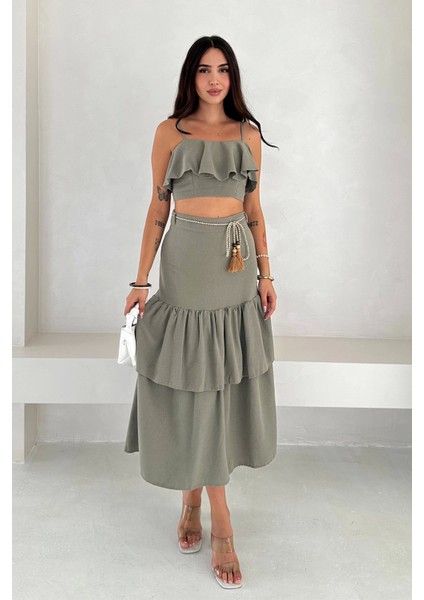 Kat Bluz Etek Takım Haki