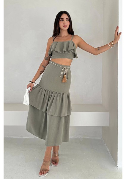 Kat Bluz Etek Takım Haki fiyatları