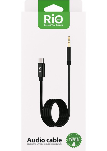 Riotech Type-C To 3.5mm Altın Uçlu Ses Kablosu