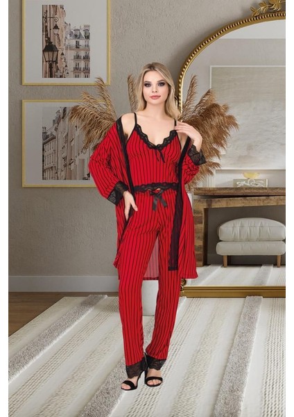 Izabel Kadın Üçlü Sabahlık Desanllı Fantazi Pijama Takım fiyatları