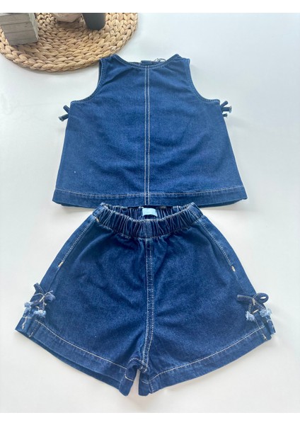 Kız Çocuk Kolsuz Denim Takım – Lacivert fiyatları