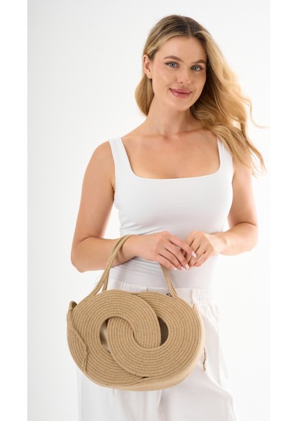 Küçük Boy Fiyonklu Plaj Çantası