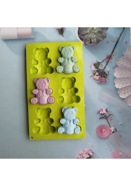 Isıya Dayanıklı Silikon Çikolata Kalıbı Mum ve Sabun Kalıbı Buz Kokulu Taş Kalıbı 6lı