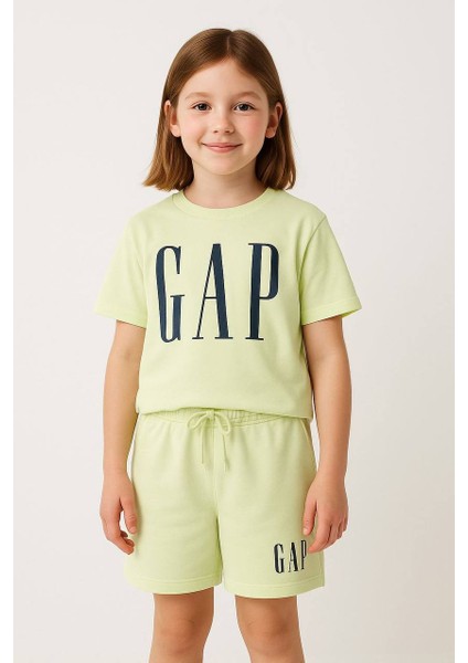 Baskılı Çocuk Şortlu Takım – Nane Yeşili