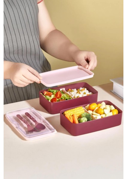 Enjoy Bordo 2 Katlı Yemek Saklama Kabı Beslenme Kutusu Seti Sporcu Diyet Öğrenci Okul Sefer Tası fiyatları