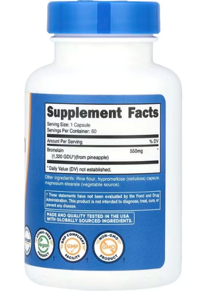 Nutricost, Bromelain, 550 mg , 60 Capsules fiyatları