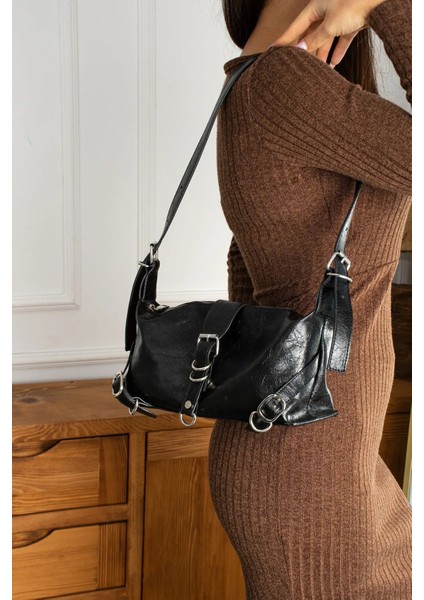 Carter Siyah Mat Kadın Omuz ve Kol Çantası