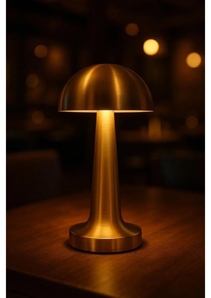 Dokunmatik Mantar Masa Lambası 3 Işık Renkli Şarjlı Masa Lambası Metal Ürün Rose Gold