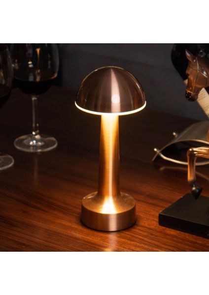 Mantar Model Dimmerli Şarjlı Retro Masa Lambası Gold Renk (Işık Ayar Özellikli) fırsatları