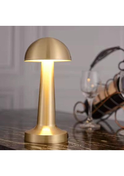 Mantar Masa Lambası Retro Gold Altın Renkli Typc-E Şarjlı Dekoratif Dokunmatik Masa Lambası fiyatları