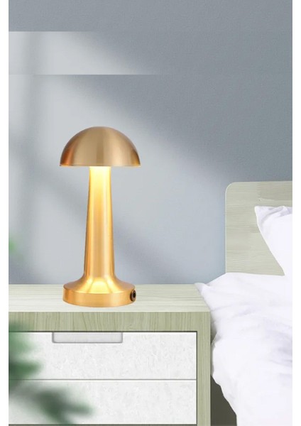Mantar Model Retro Masa Lambası Gold Altın Renkli Dimmerli Şarjlı Dekoratif Dokunmatik Masa Lambası fırsatları
