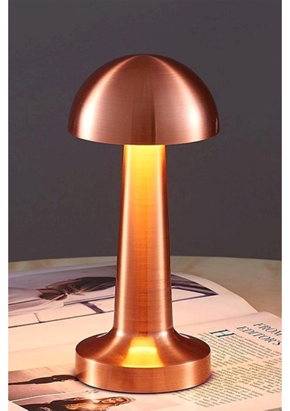 Mantar Başlı Masa Lambası Şarjlı Dokunmatik Gece Işığı Lüks Başucu Lambası